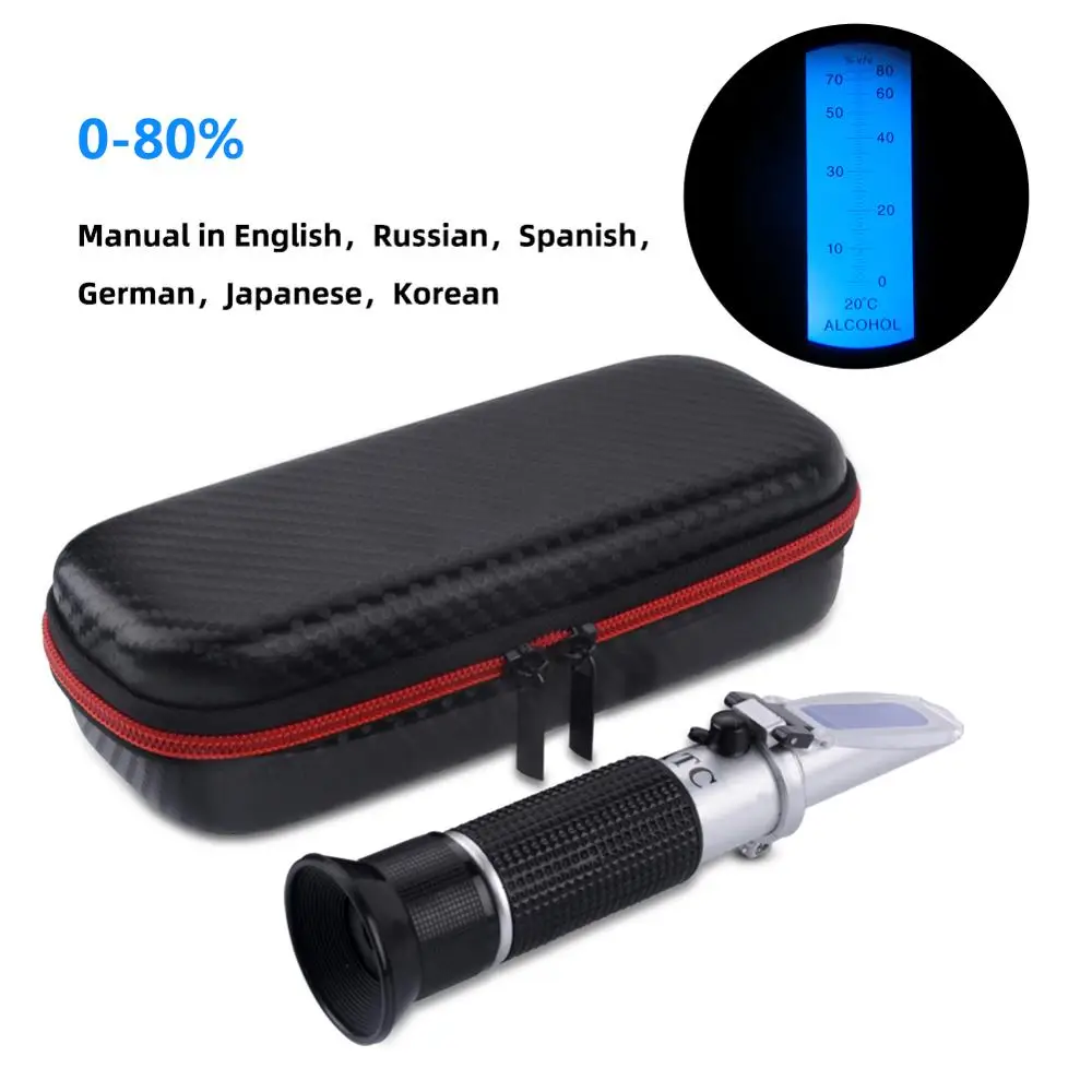 Hot New Shockproof Packaging Hand-held 0-80% Alcohol Refractometer Alcohol Concentration Meter Liquor Alcohol Tester