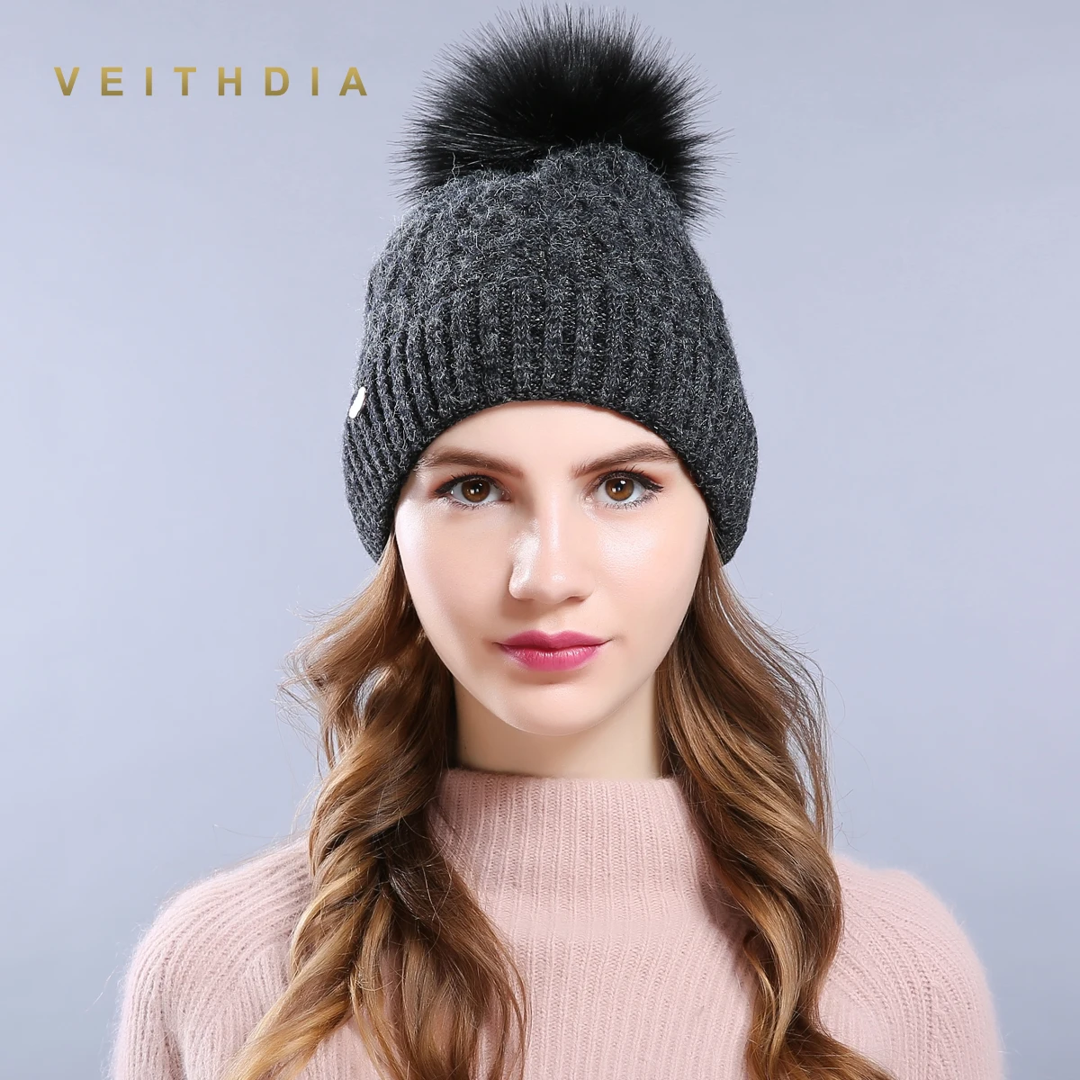 VEITHDIA высокое качество женские зимние шапки Модная вязаная шапка женская для
