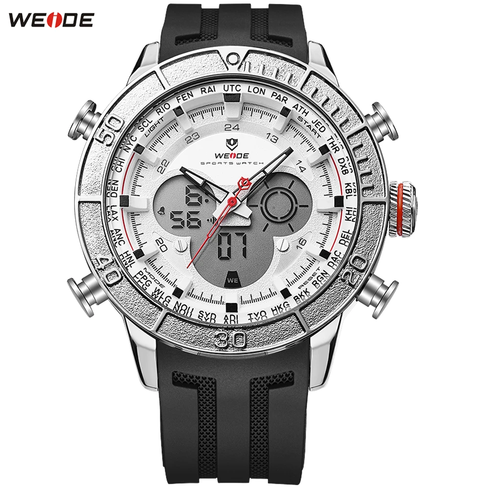 

Fashion Relogios WEIDE LED Men Functional Sport Watches Digital Quartz Watch Men Swimming Rubber Band Wristwatches Male Horlogio