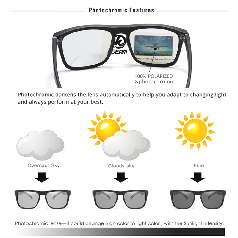 KDEAM Guy's универсальные поляризованные солнцезащитные очки ночного видения/фотохромные очки для вождения UV400 новые цвета KD156 CE