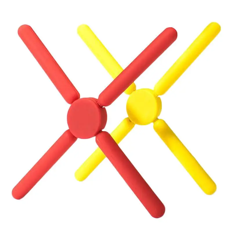 

2pcs Cross-Shaped Collapsible Silicone Saucepan Pads Insulation Mat Pots Pans Mat for Kitchen Dining Usage Home