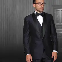 Костюмы жениха на заказ черная куртка с лацканами+ брюки+ галстук+ жилет мужские смокинги для свадьбы лучшие мужские костюмы мужская куртка slim fit