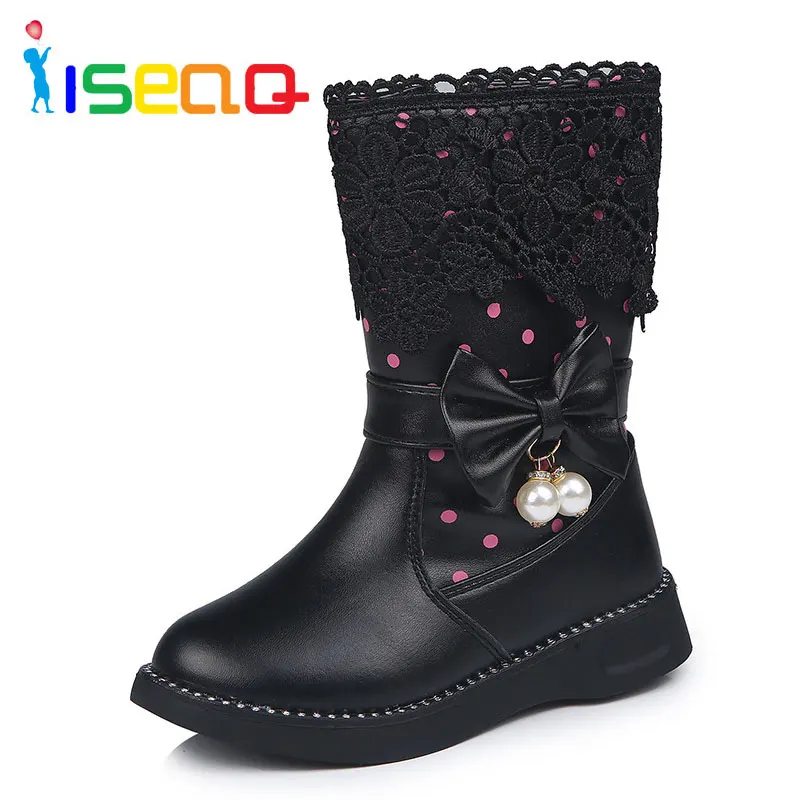

Winter shoes for girls boots fashion children's boots for girls embroidered bow winter shoes EUR 27-37