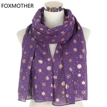 FOXMOTHER осенний фиолетовый темно-синий цвет фольга Золотая Снежинка шарфы хиджаб Echarpe обертывания блестящая шаль платок для женщин