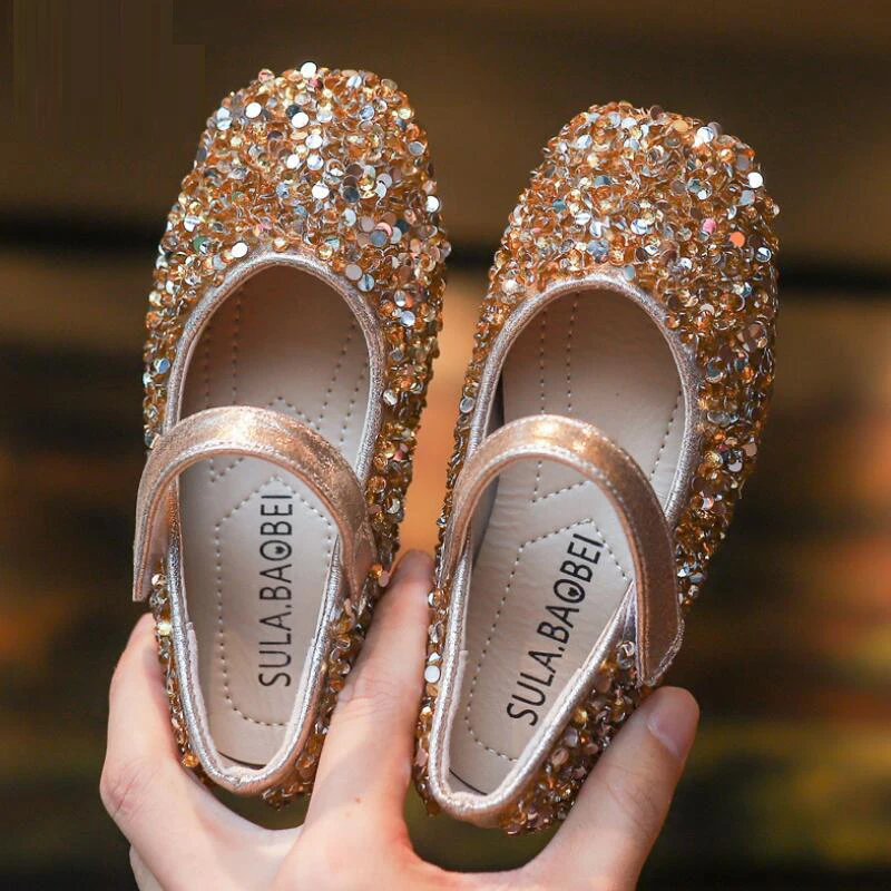 

SKHEK Bekamille Baby Girl Leather Shoes Children Shoes shiny Child Flat Sandals Cute Fashion Leisure Retro Single Shoes Non-Slip