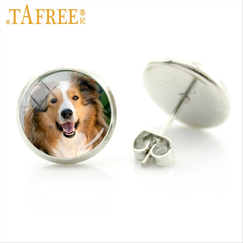 Серьги гвоздики в виде собаки TAFREE Серебристые серьги корги дашхаунда овчины
