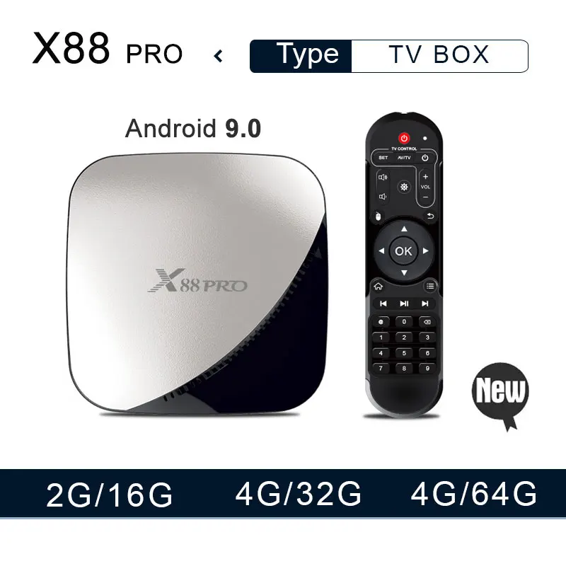 

X88 pro Android 9.0 TV BOX 4GB RAM 64GB Assistant Rockchip RK3318 Quad core 2.4&5G Dual Wifi H.265 Youtube 4K Google Player