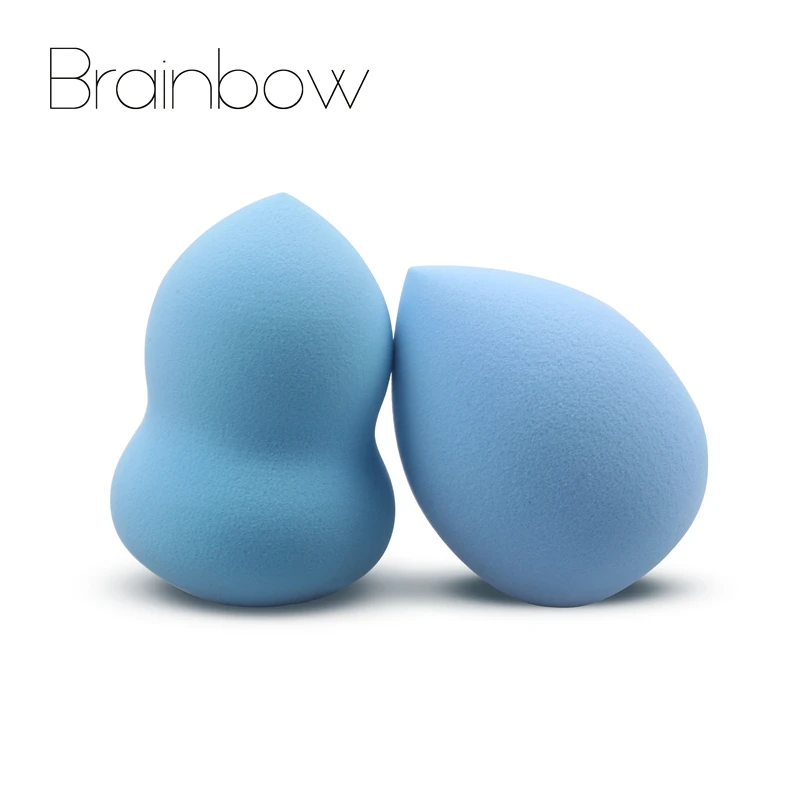 Brainbow 2 шт./лот, губка для макияжа, косметическая пуховка, основа для основы, жидкая пудра, используется для сухого и влажного лица, носа, глаз, макияж, гладкая