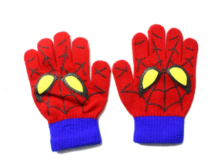 Autumn Winter Girls Boys Hat Set Cartoon Warm SpiderMan Cap knitted Hat Gloves Children Kids Baby Hat Sets/COSPLAY