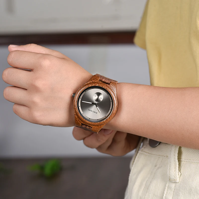 BOBO BIRD Wood Watches Leather Band Wristwatch New Designer Fashion for Men and Women Timepieces in Gift Box C-Q24