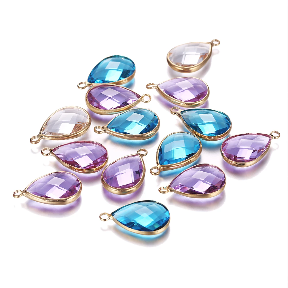 10PCS/Lots 20MMx13MM Water Drop Crystal Charms For Necklaces Colorful