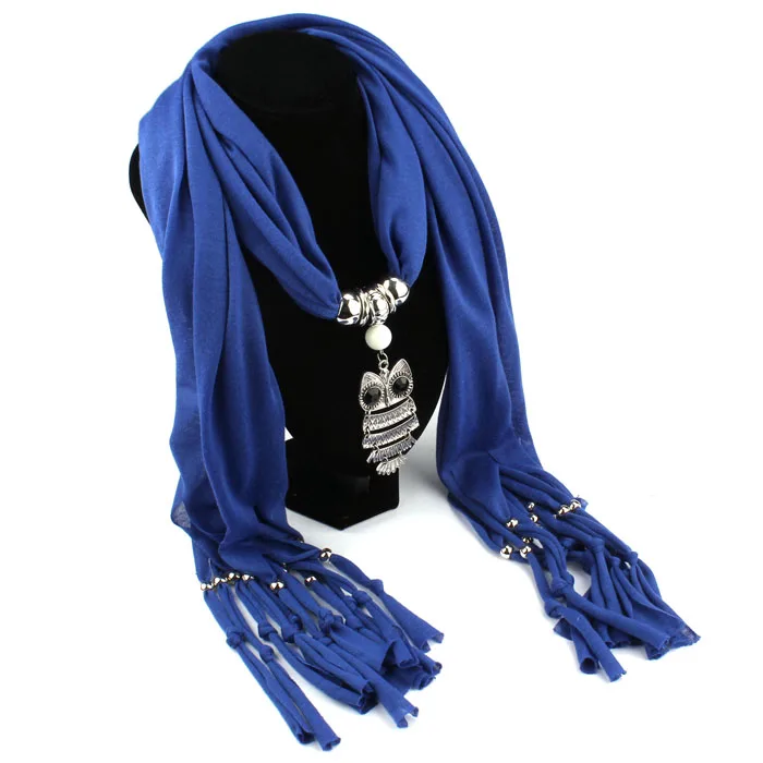 Autumn Scarf Women Necklace Scarves Luxury Owl Pendant Jewelry Tassels Scarf Winter Ladies Shawl Wraps Pashmina Bandana#LR10