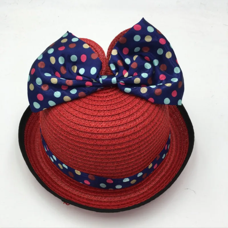 Который в душ круглый Для мальчиков и девочек Sun Cap Дети плотная галстук-бабочка мультфильм летняя пляжная шляпа Панама дети милые кошачьи ушки соломенная шляпа панама