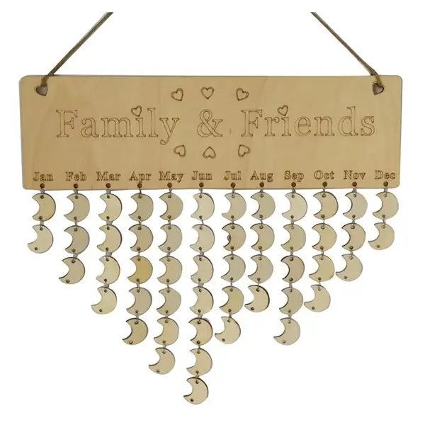 

Creative Fashion Wood Birthday Important Day Reminder Board DIY Calendar (family & friends(moon accessories)
