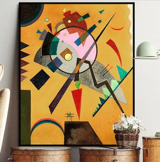 Handmade Wassily Kandinsky Geometric Abstract Textured Paintings Canvas Art Paintings For Living