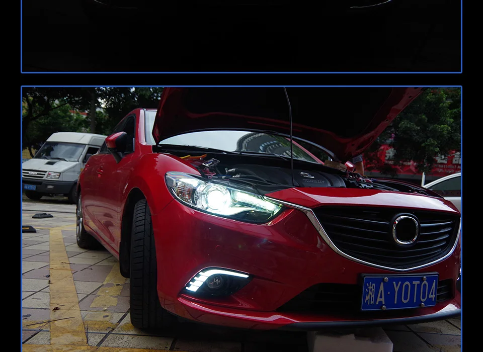 АКД настройки автомобильные фары для Mazda 6 mazda6 atenza 2013- светодиодные фары DRL ходовые огни Биксеноновая луч света глаза ангела
