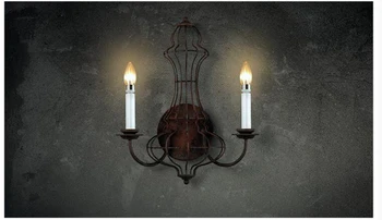

Character archaize corridor stair iron art wall lamp American countryside retro candlestick light