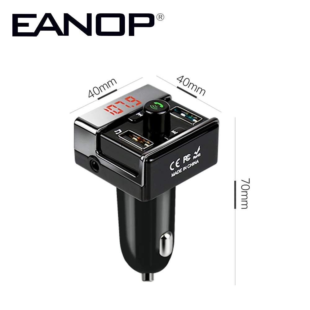 EANOP Wirlesss FM Transmitter Receiver Bluetooth Car Kit Mp3 Player Car Handsfree Cigarette lighter With USB Charger EN-9227