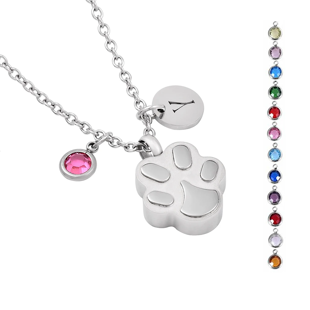 

IJD0043 Pet Dog&Cat Paw Pendant Stainless Steel Funeral Keepsake Memorial Ashes Holder Cremation Jewelry Necklace for Women Men
