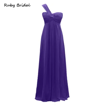 

Ruby Bridal 2017 Charming Blue Chiffon Long Bridesmaid Dresses Sexy A-line One Strap Wedding Party Gown Vestidos De Novia KB02