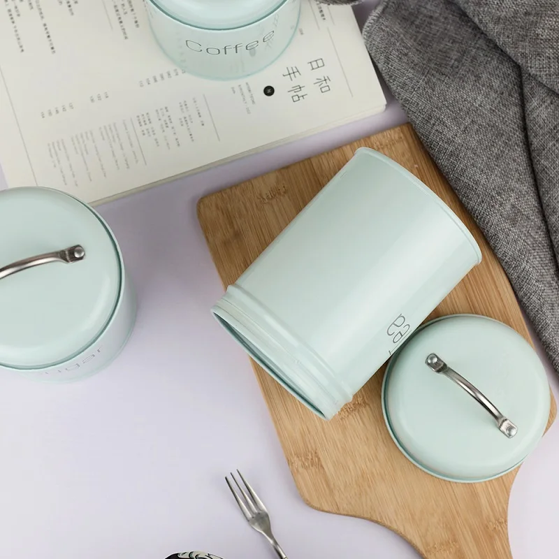 

1-3Pcs/Set Tea Coffee Suga Storage Tank Cover Iron Kitchen Utensils Multifunction Round Box Case Household Quality Beautiful