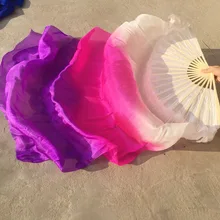 Чистый шелк, 1,2 м/1,5 м/1,8 м, ручная работа, шелк для танца живота, бамбук, Длинные вуали для фанатов, художественная цветная вуаль для детей и взрослых