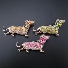 Christmas Gift New Fashion Rose Gold color Austria Crystal Lovely Dog Brooch Trendy women Accessory