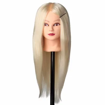 

CAMMITEVER BlondeSynthetic Maniqui Hairdressing Doll Heads Cosmetology Mannequin Heads Women Hairdresser Manikin with Free Clamp