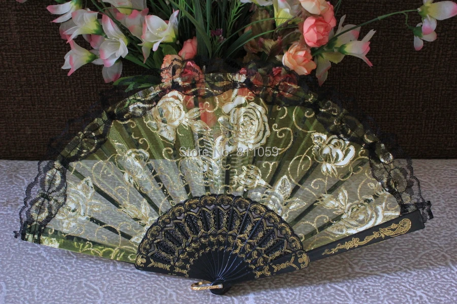 

Free shipping 48pcs/lot rose flower design wedding lace gift fan,Valentine Day holiday gift favor