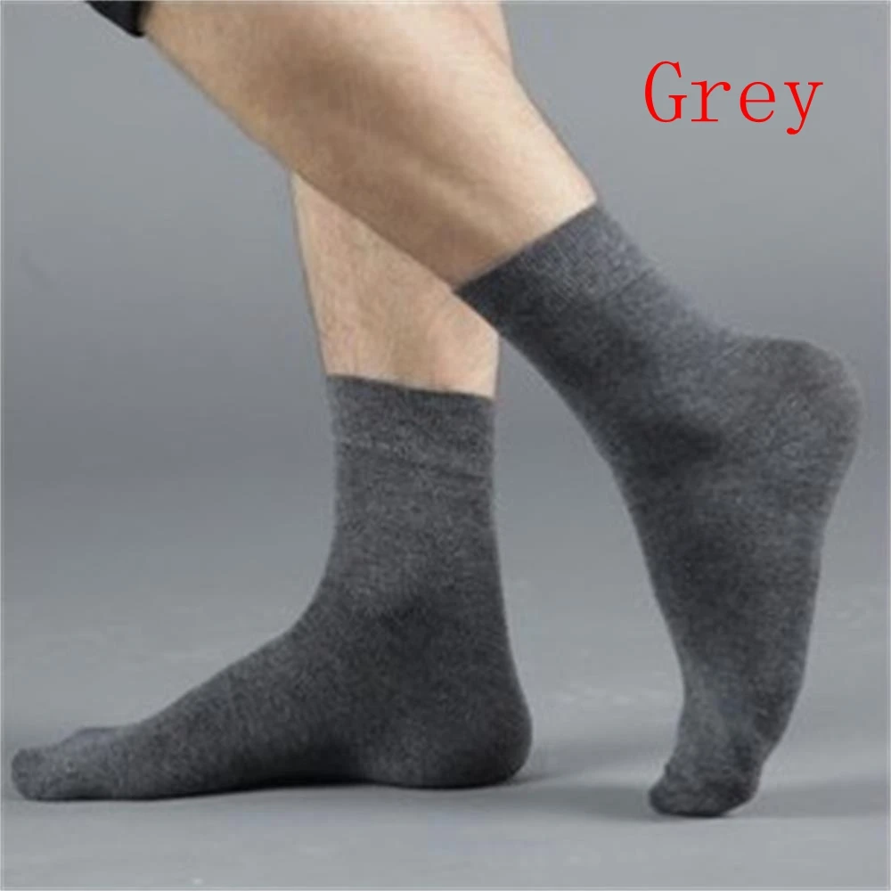 1 пара мужских носков высокое качество чистый цвет 80% шерстяные зимние носки теплые носки дышащие мужские носки 5 цветов - Цвет: grey