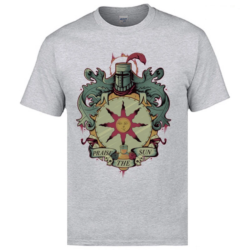 New Arrival Men Tops & Tees Crest of the sun Normal T Shirts 100% Cotton Fabric Short Sleeve Camisa T Shirt Round Neck Crest of the sun grey
