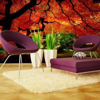 

Pastoral Wall Papers Big Tree Nature Photo Wall Paper Mural Stickers 3D Living Room Bedroom Self Adhesive Vinyl / Silk Wallpaper