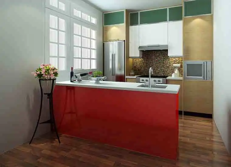 America Project Red Modular Islands kitchen cabinet designs
