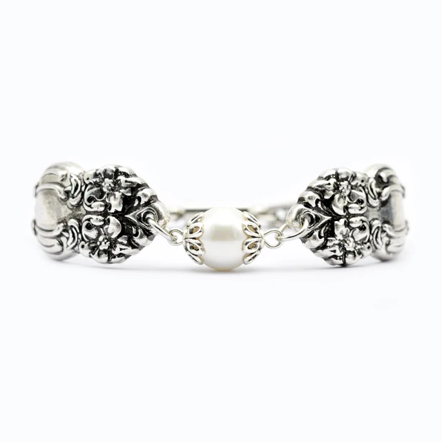 1pcs Handmade Flower Bracelet Pearl Bangle Vintage Artificial 1pcs Handmade Flower Bracelet Pearl Bangle Vintage Artificial Gemstone Spoon Elegant Jewelry Gift For Her