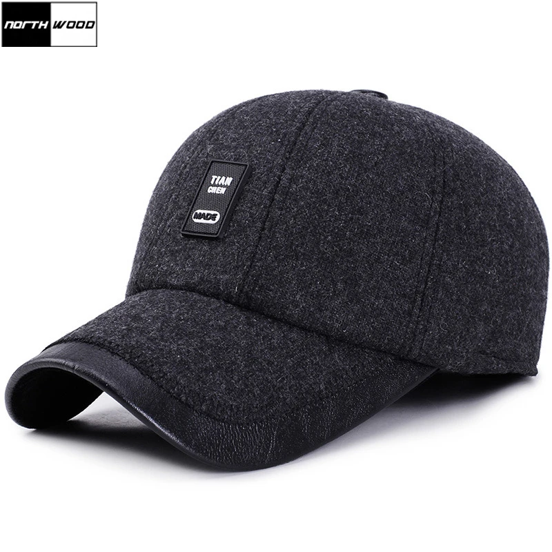 

[NORTHWOOD] High Quality Winter Baseball Cap Men Earflaps Warm Snapback Hats Gorras Para Hombre Outdoor Casquette Homme Winter