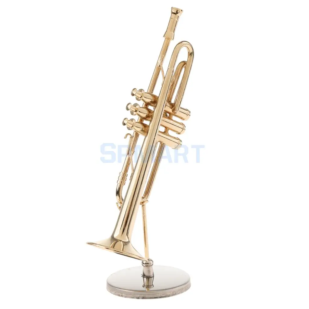Dollhouse Miniature Copper Trumpet Musical Model for 1/6 Action Figures 12inch Dolls Accessories Collections Decor Ornaments