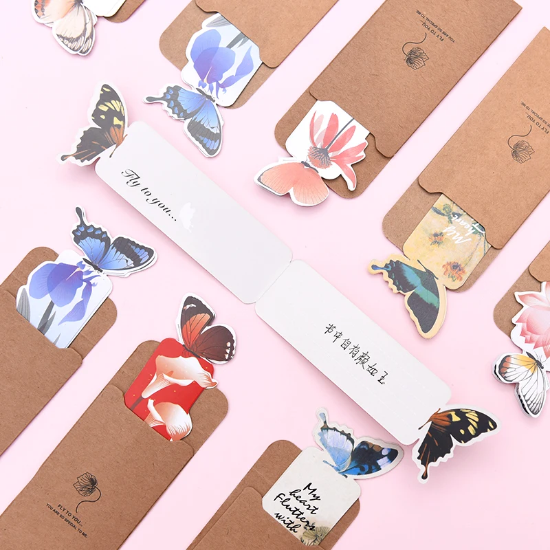 Kawaii Animal Butterfly Bookmark Paper Book Mark Creative Decorative Paper Cards School Stationery 5pcs/lot animal bookmark,bookmarks stationery supplies,paper bookmark