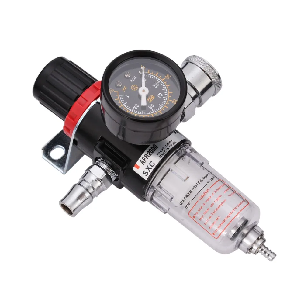 

AFR-2000 Air Filter Regulator 1/4" Air Compressor Oil Water Regulators Filter Pressure Gauge Moisture Trap