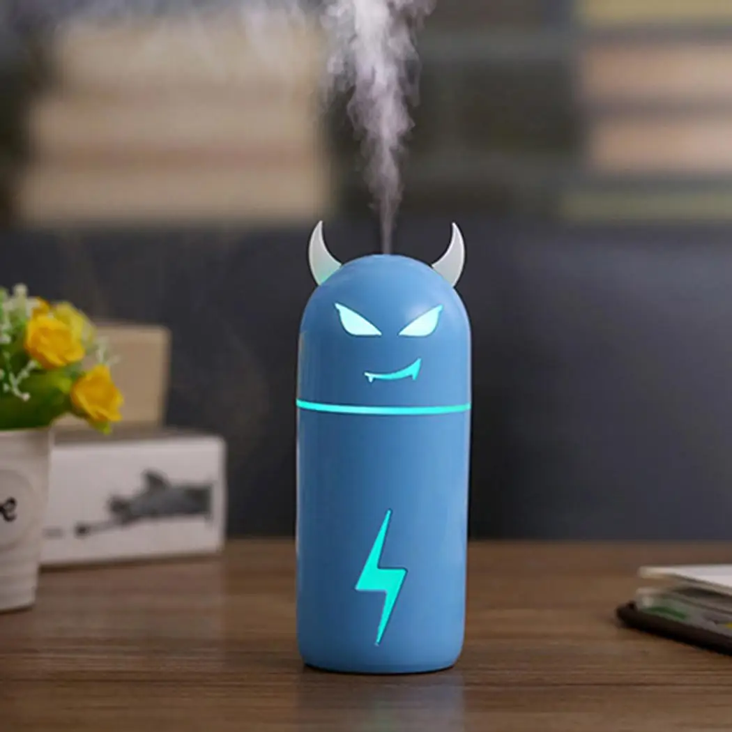 

190ml Ultrasonic Air Humidifier Aroma Essential Oil Diffuser Mini Portable Humidifier Mist Fogger Maker Cute Devil Shape LED