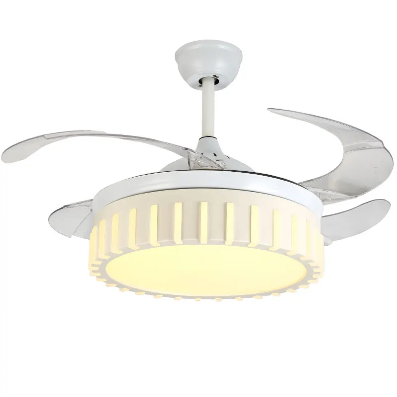 

2018 New High Quality Modern Invisible Fan lights Acrylic Leaf Led Ceiling Fans 110v / 220v Wireless control ceiling fan light