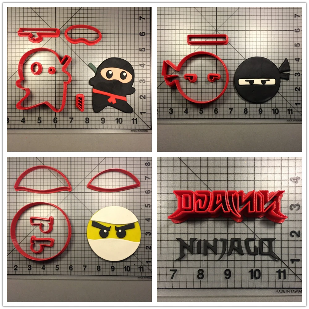 

Famous Game Ninjago Character Cookie Cutter Cake Decorating Tool Custom Made 3D Printed Fondant Cupcake Top Mould Ninja Set