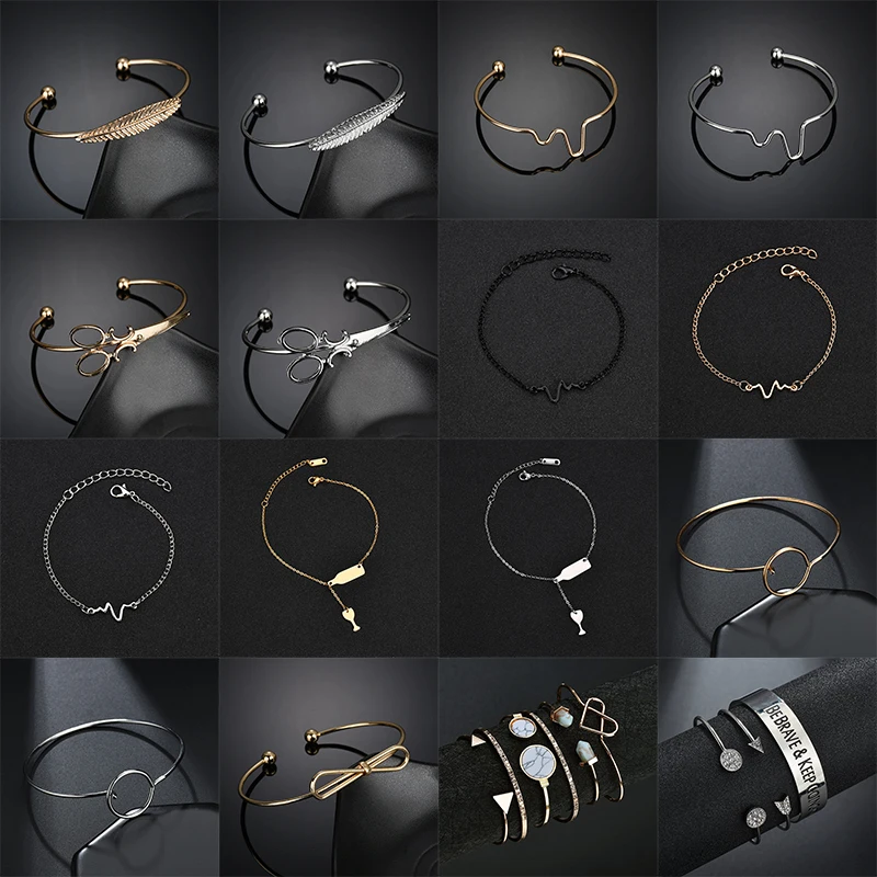 

Simple Trend Alloy Bracelets For Women Creative Pop Jewelry Decorative Bracelet Stylish Personality Gifts Accessories Girls