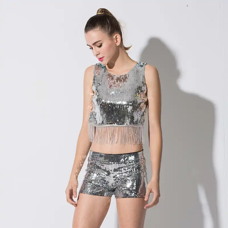 red sequin crop top dance