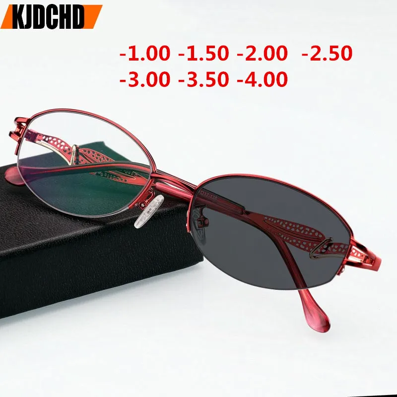 Fashion Sun Photochromic Myopia Eyeglasses Elegant Optical Women Finished Myopia Eyewear prescription Glasses Frame-1.0-4.0