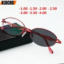 Fashion Sun Photochromic Myopia Eyeglasses Elegant Optical Women Finished Myopia Eyewear prescription Glasses Frame-1.0-4.0