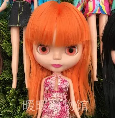 Ледяная кукла такая же, как Blyth Doll розовые волосы черные волосы золотые волосы с макияжем подходит для DIY make up Blyth Обнаженная кукольный подарок для девочек - Цвет: 7 orange bang