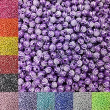 LNRRABC 100pcs/lot 8mm 13 Color Acrylic Beads For Bracelet Necklace DIY Round Spiral Pattern Free Shipping