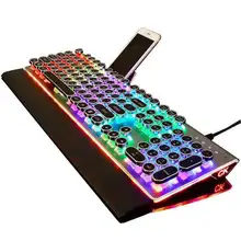 101 QWERTY Anti-Fade STEAMPUNK Keycaps USB Wired Gaming Mechanical Led Backlight Multimedia Keyboard Computer PC Souris Gamer