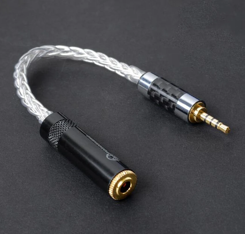 Индивидуальный заказ сбалансированный 2,5 мм до 3,5 мм адаптер 8 серебряных сердечника аудио кабель 2,5 мужчина к 3,5 женский кабель для Hi-Fi MP3 музыкальный плеер