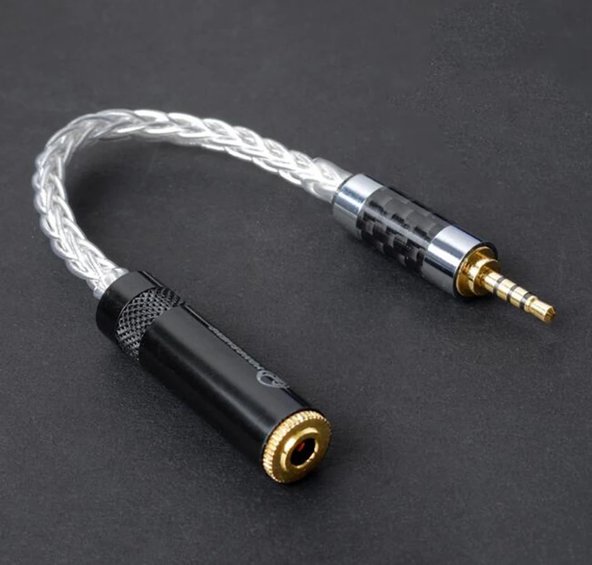 Custom Made Balanced 2 5mm To 3 5mm Adpter 8 Core Silver Audio Cord 2 5